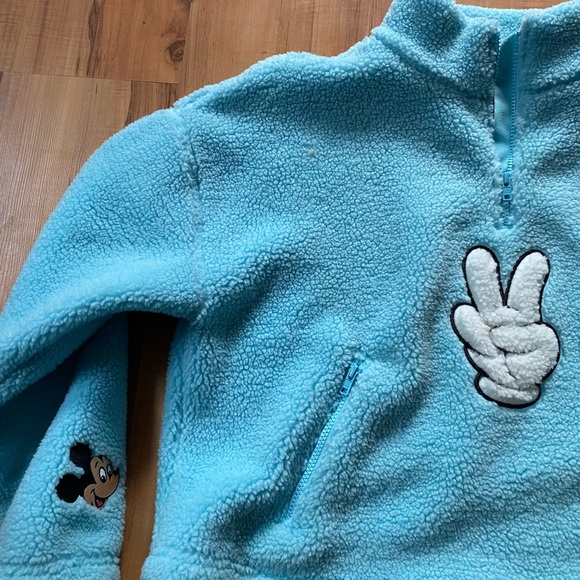 Disney Mickey Fleece Jacket Pullover with Peace Sign in Blue - Picture 2 of 9